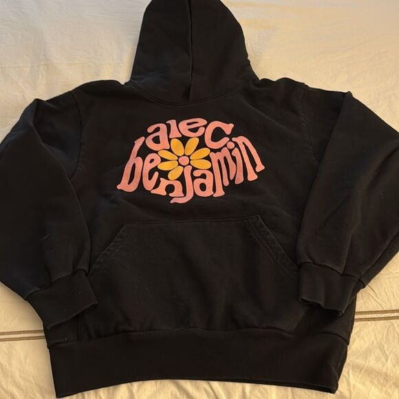 Los Angeles Apparel Alec Benjamin Flower Print Tour Black Hoodie. Unisex. - Picture 3 of 9